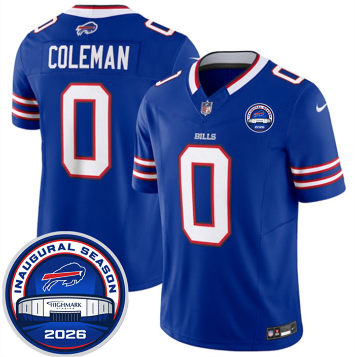 Men's Buffalo Bills #0 Keon Coleman Blue F.U.S.E. 2026 Inaugural Season at Highmark Stadium Patch Stitched Football Jersey